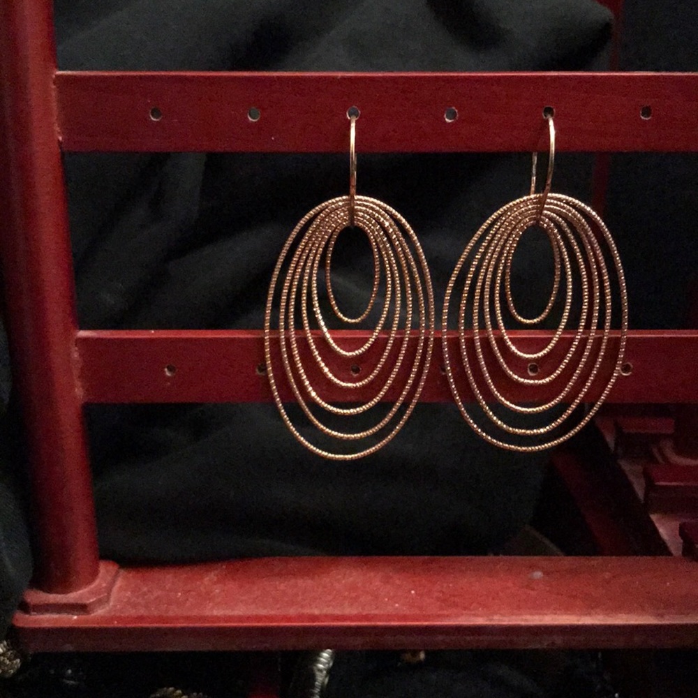 Sterling Silver Multi Circle Earrings/Rose Color